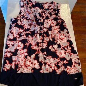 Womens sleeveless dressy top navy white and pinkish red XS Tommy Hilfiger